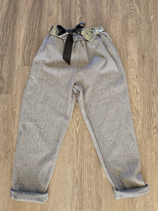 Gray silver rhinestones pants