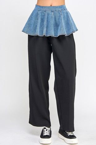 Ruffle denim on pants