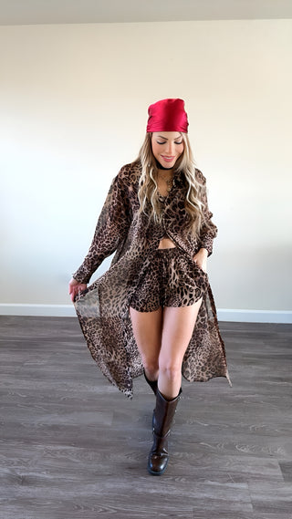 Leopard long top n shorts