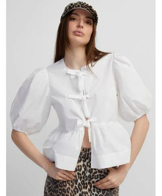 Poplin Peplum white Top