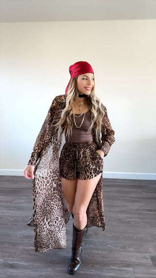 Leopard long top n shorts