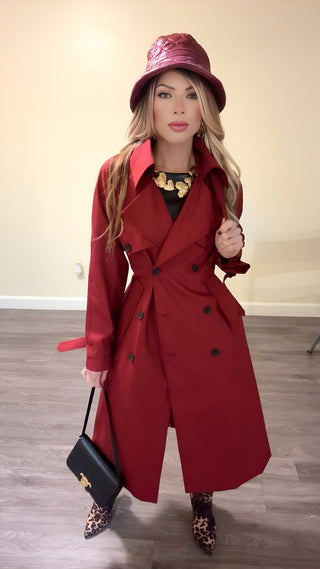 Red wine trench coat