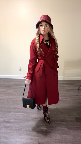 Red wine trench coat