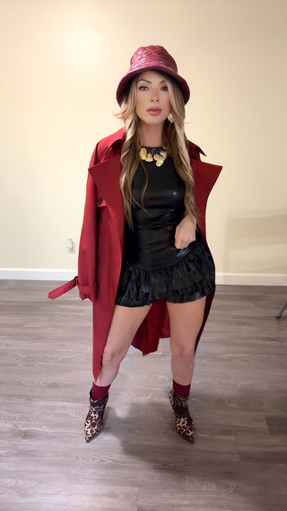 Red wine trench coat